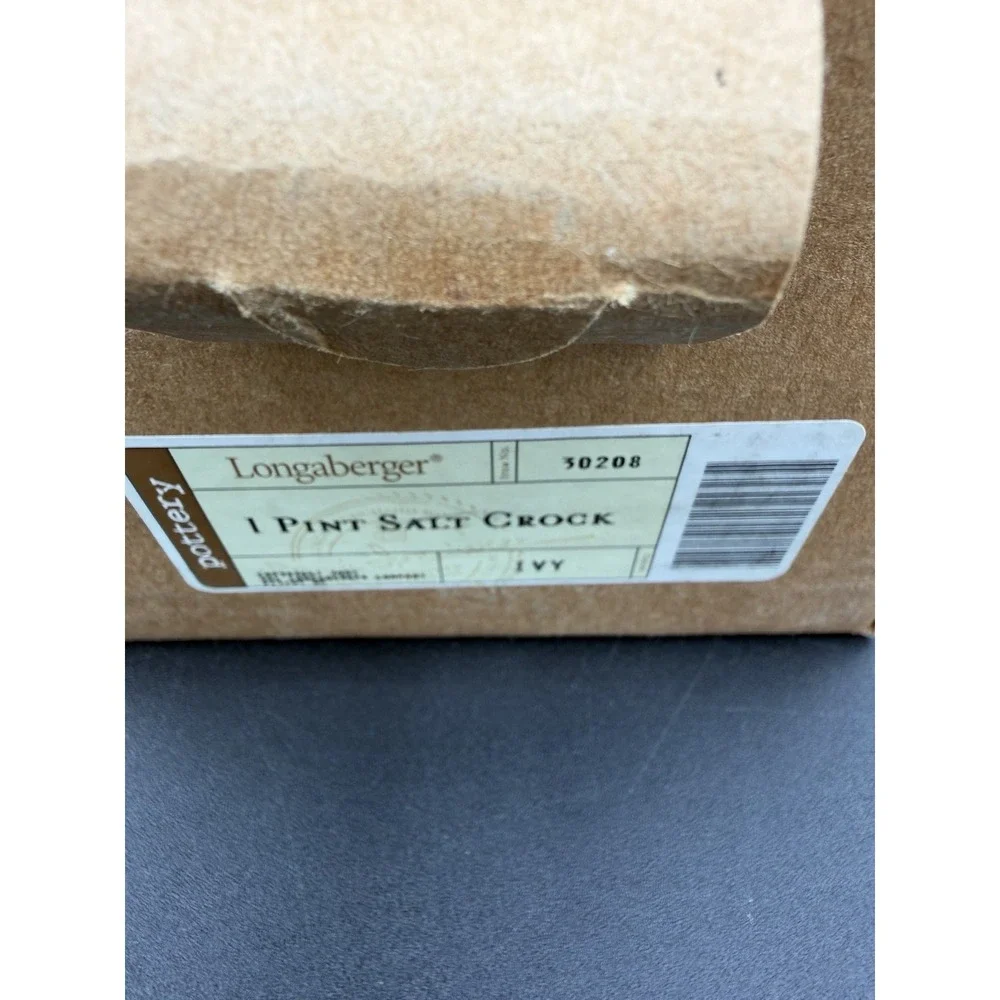 Longaberger Pottery 1 Pint Salt Crock 🌿🧂 Ivy – NIB New in Box
